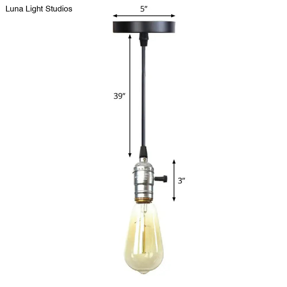 Industrial Single Edison Bulb Pendant Light With Aluminum Socket - Black / D