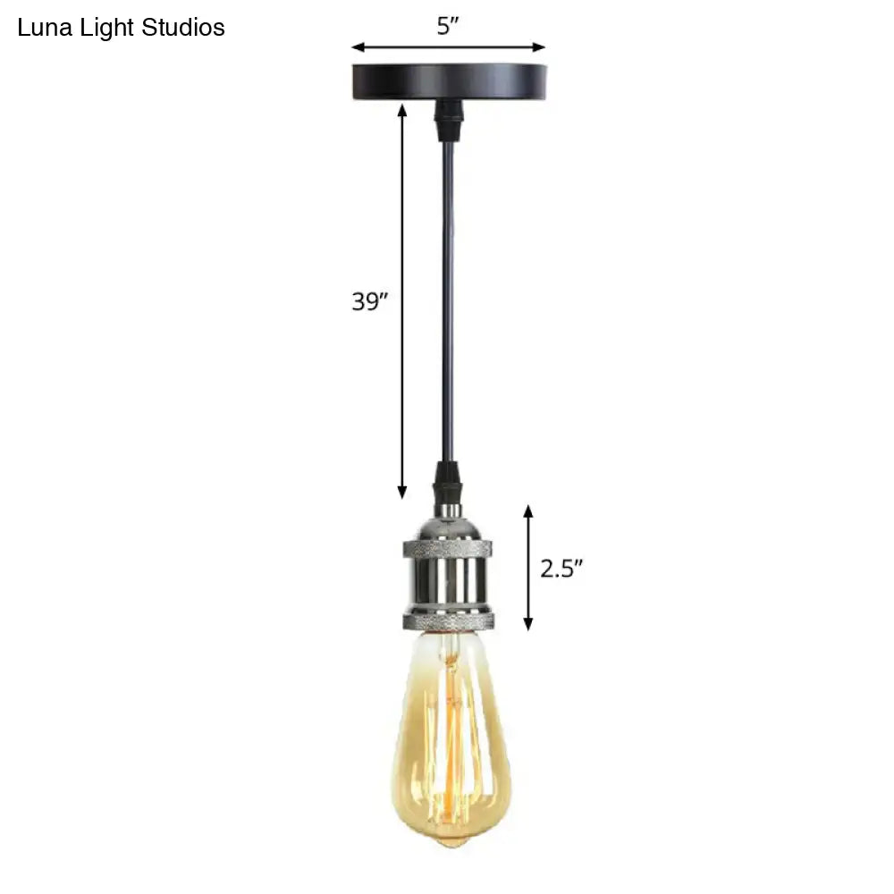 Industrial Single Edison Bulb Pendant Light With Aluminum Socket - Black / N