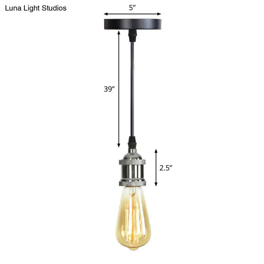 Industrial Single Edison Bulb Pendant Light With Aluminum Socket - Black / N