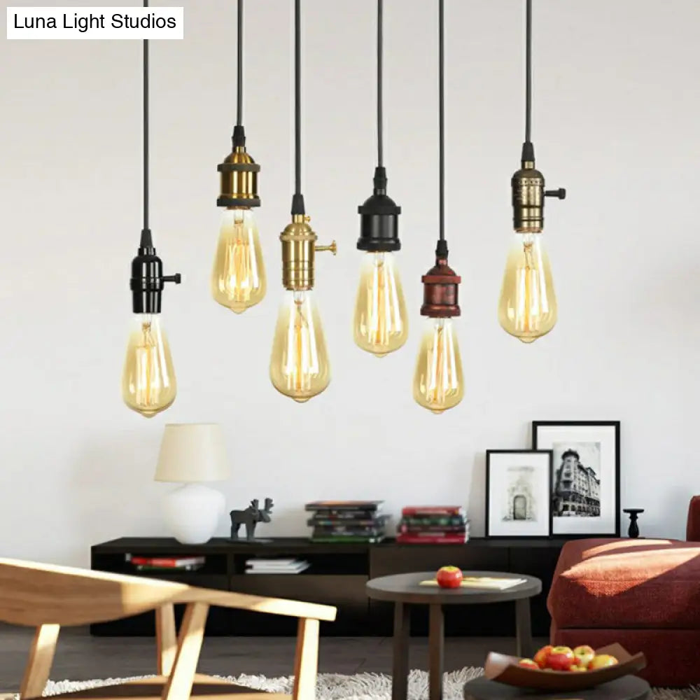 Industrial Single Edison Bulb Pendant Light - Aluminum Socket Black Hanging Lamp For Living Room