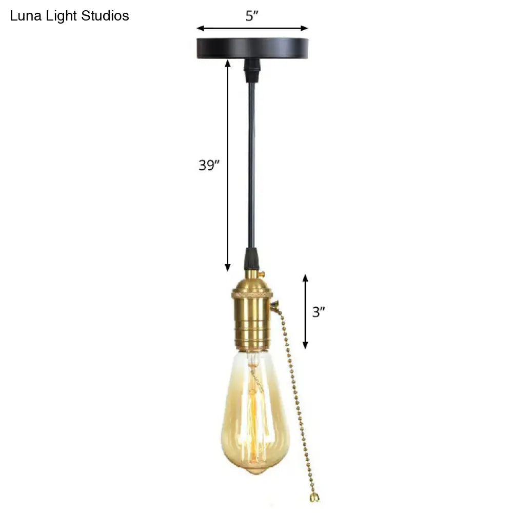 Industrial Single Edison Bulb Pendant Light With Aluminum Socket - Black / M