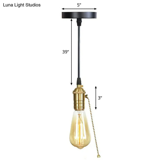 Industrial Single Edison Bulb Pendant Light With Aluminum Socket - Black / M