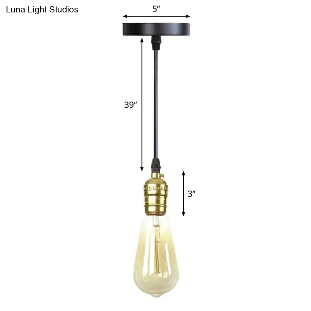 Industrial Single Edison Bulb Pendant Light With Aluminum Socket - Black / H