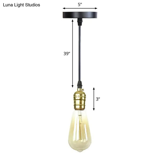 Industrial Single Edison Bulb Pendant Light With Aluminum Socket - Black / H