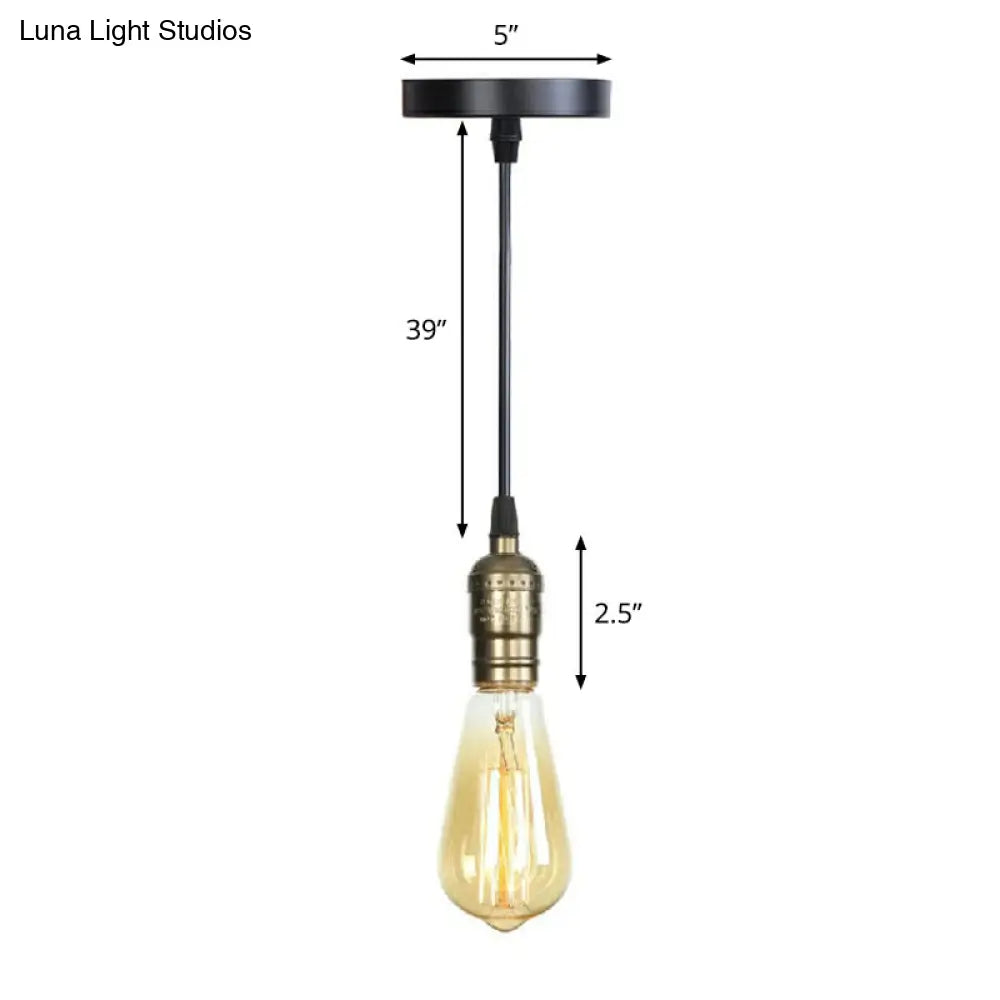 Industrial Single Edison Bulb Pendant Light With Aluminum Socket - Black / F