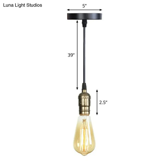 Industrial Single Edison Bulb Pendant Light With Aluminum Socket - Black / F