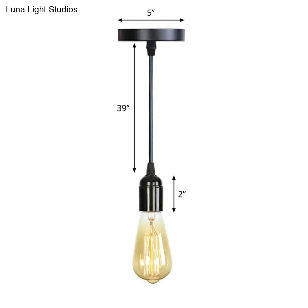 Industrial Single Edison Bulb Pendant Light With Aluminum Socket - Black / A