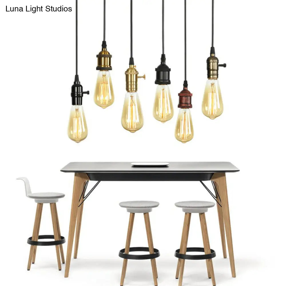 Industrial Single Edison Bulb Pendant Light - Aluminum Socket Black Hanging Lamp For Living Room