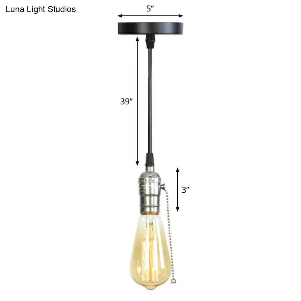 Industrial Single Edison Bulb Pendant Light With Aluminum Socket - Black / E