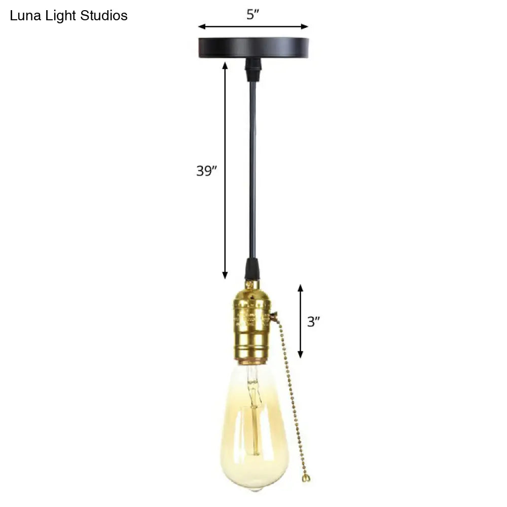 Industrial Single Edison Bulb Pendant Light With Aluminum Socket - Black / I