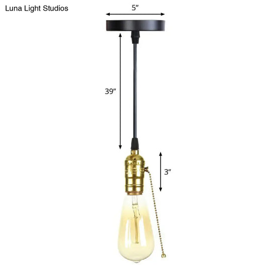 Industrial Single Edison Bulb Pendant Light With Aluminum Socket - Black / I