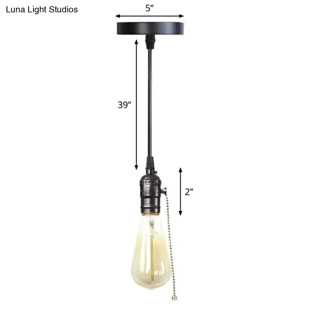 Industrial Single Edison Bulb Pendant Light With Aluminum Socket - Black / K