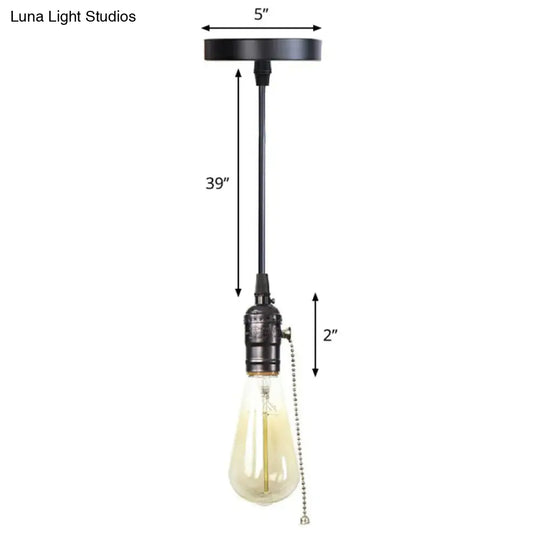 Industrial Single Edison Bulb Pendant Light With Aluminum Socket - Black / K