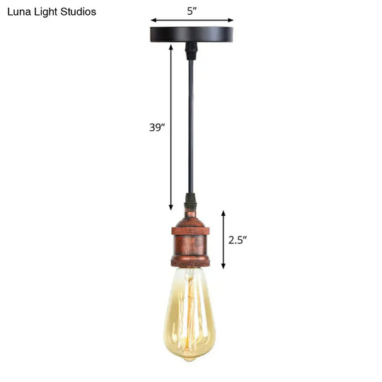 Industrial Single Edison Bulb Pendant Light With Aluminum Socket - Black / P