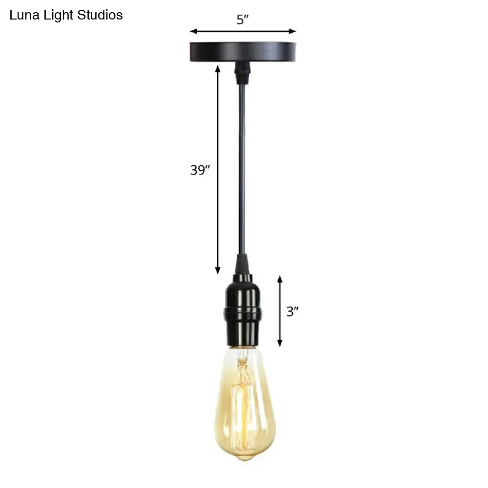 Industrial Single Edison Bulb Pendant Light With Aluminum Socket - Black / B