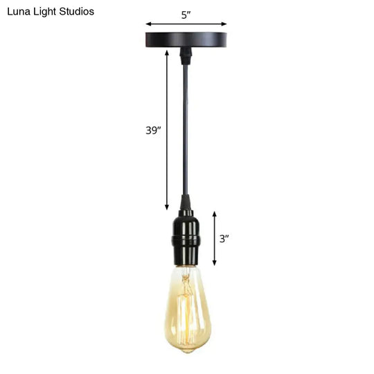 Industrial Single Edison Bulb Pendant Light With Aluminum Socket - Black / B