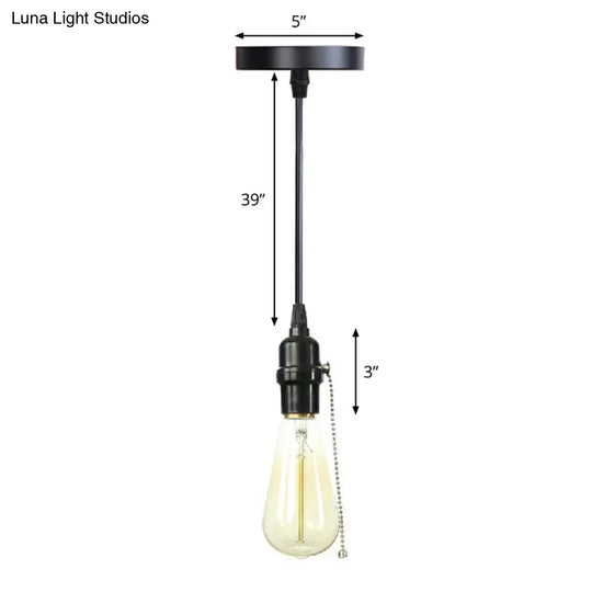 Industrial Single Edison Bulb Pendant Light With Aluminum Socket - Black / C