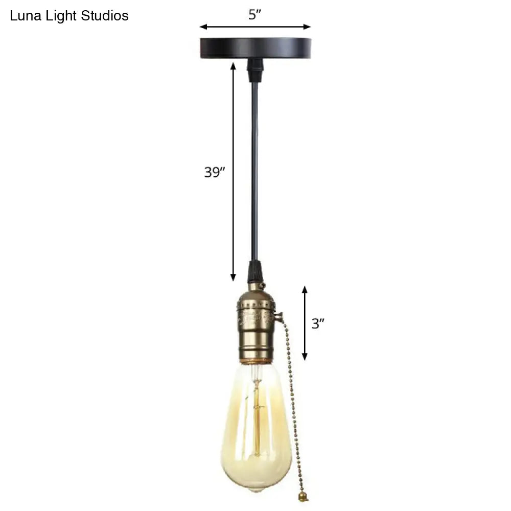 Industrial Single Edison Bulb Pendant Light With Aluminum Socket - Black / G