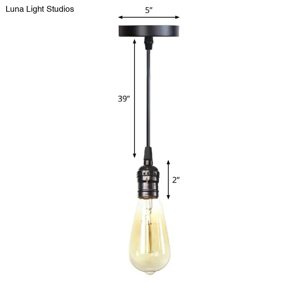 Industrial Single Edison Bulb Pendant Light With Aluminum Socket - Black / J