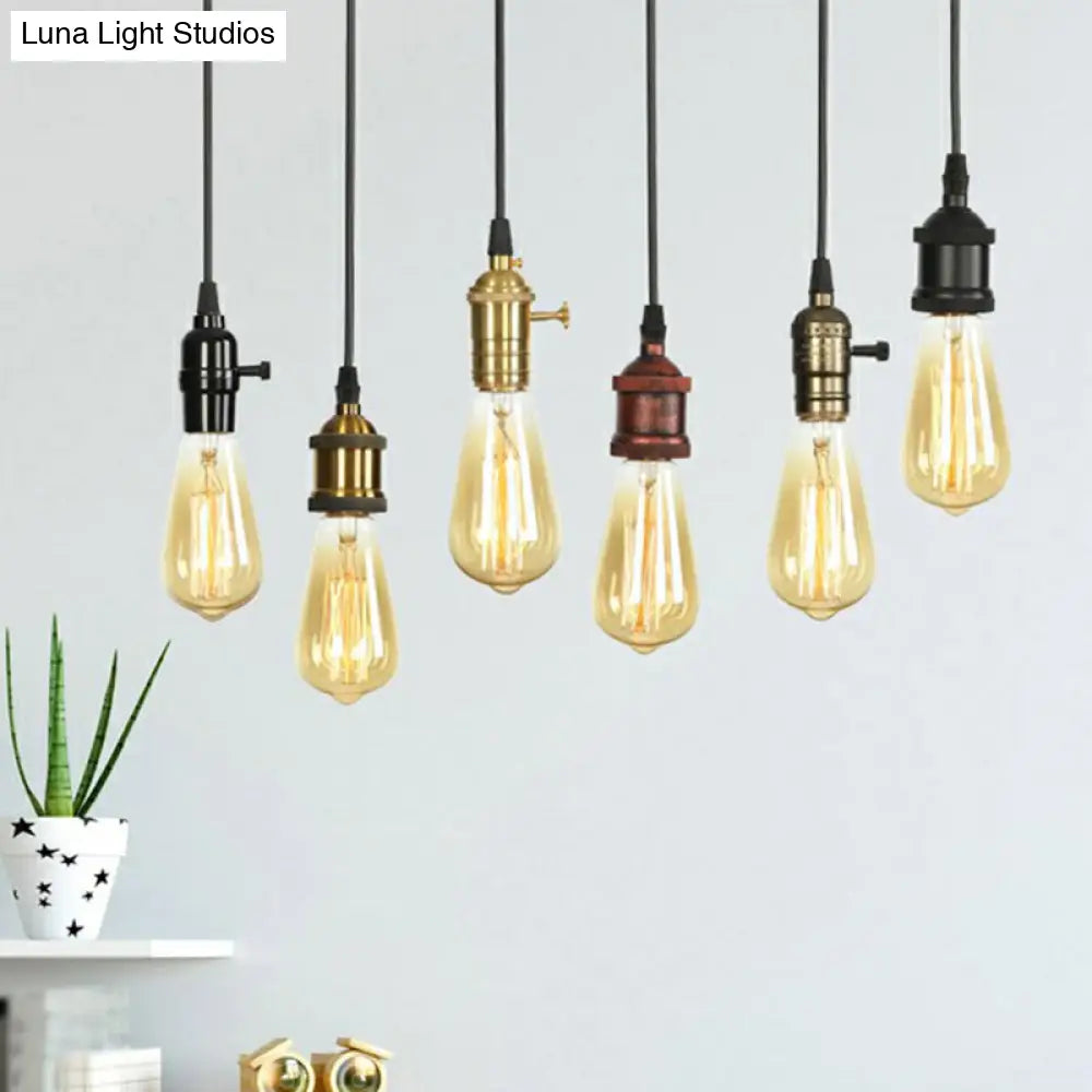 Industrial Single Edison Bulb Pendant Light - Aluminum Socket Black Hanging Lamp For Living Room