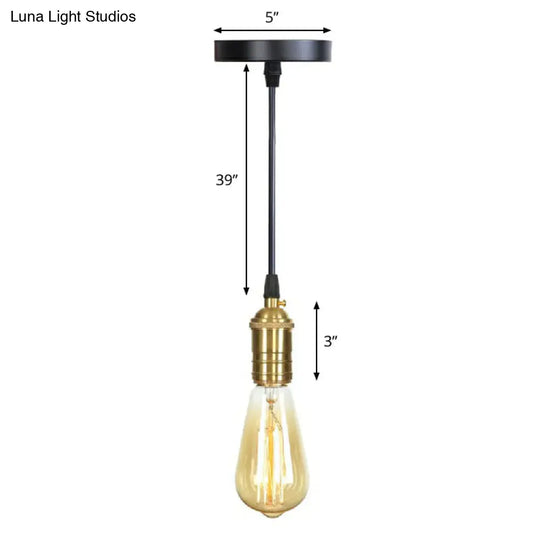 Industrial Single Edison Bulb Pendant Light With Aluminum Socket - Black / L