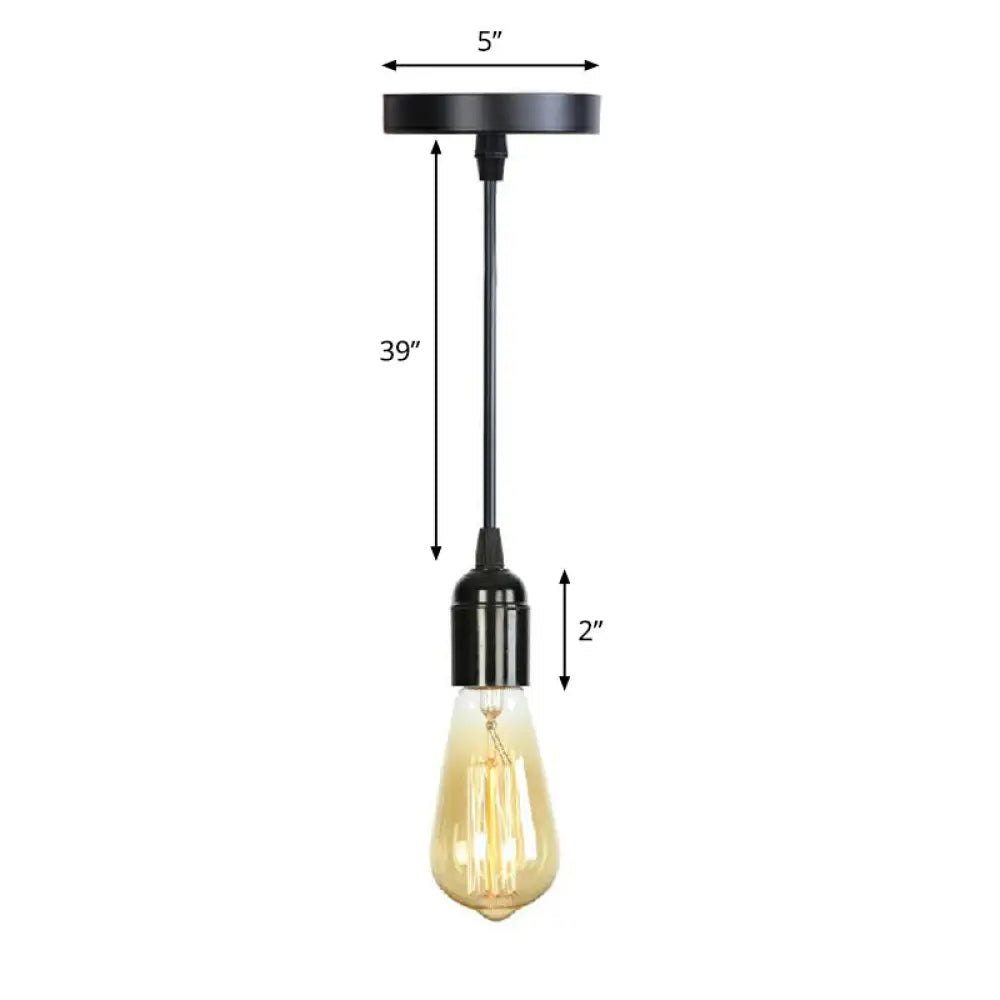 Industrial Single Edison Bulb Pendant Light - Aluminum Socket Black Hanging Lamp For Living Room / A