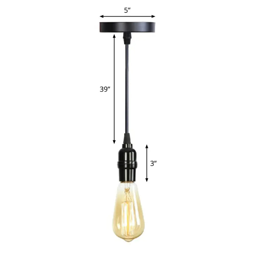 Industrial Single Edison Bulb Pendant Light - Aluminum Socket Black Hanging Lamp For Living Room / B