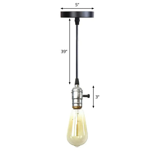 Industrial Single Edison Bulb Pendant Light - Aluminum Socket Black Hanging Lamp For Living Room / D