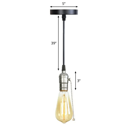 Industrial Single Edison Bulb Pendant Light - Aluminum Socket Black Hanging Lamp For Living Room / E