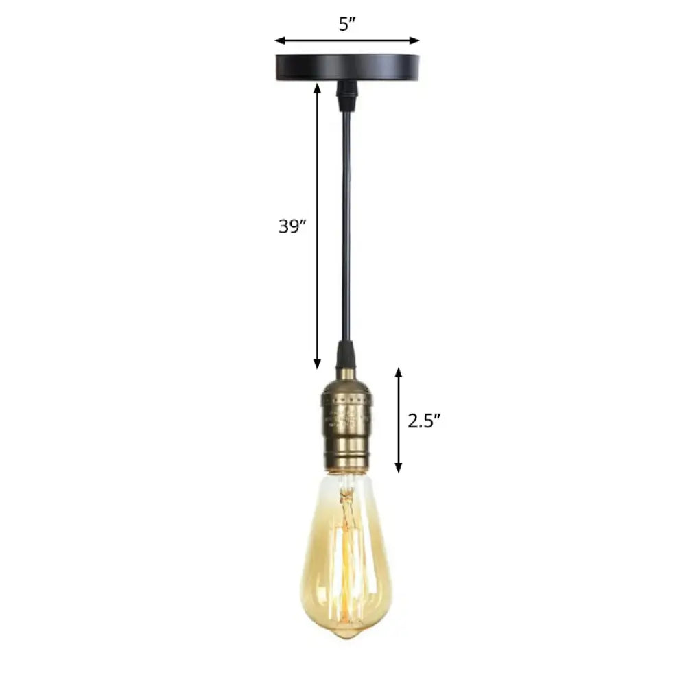 Industrial Single Edison Bulb Pendant Light - Aluminum Socket Black Hanging Lamp For Living Room / F