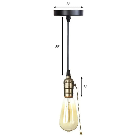 Industrial Single Edison Bulb Pendant Light - Aluminum Socket Black Hanging Lamp For Living Room / G