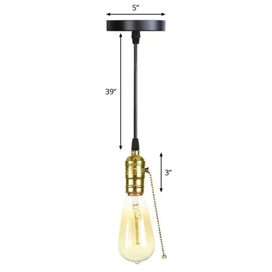 Industrial Single Edison Bulb Pendant Light - Aluminum Socket Black Hanging Lamp For Living Room / I