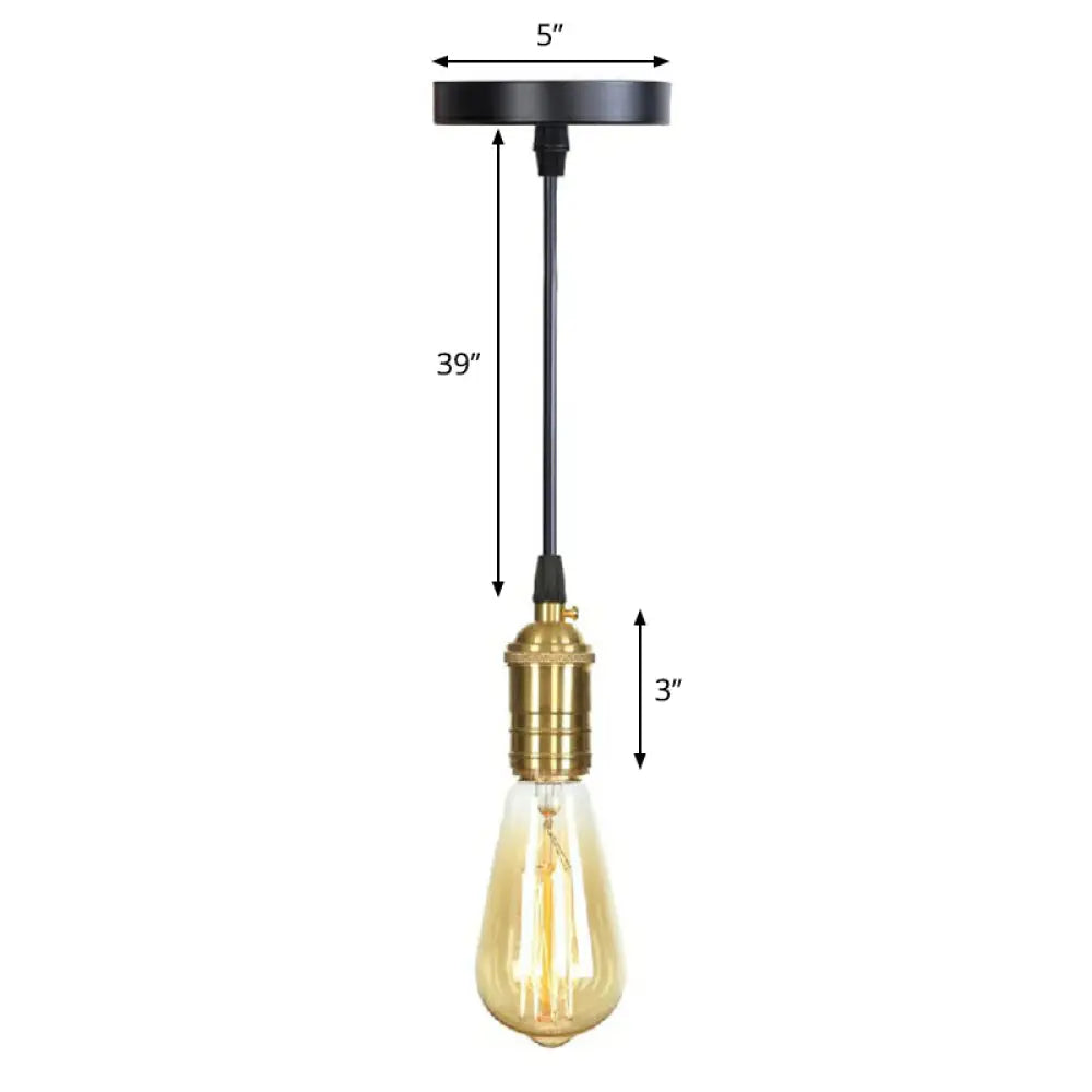 Industrial Single Edison Bulb Pendant Light - Aluminum Socket Black Hanging Lamp For Living Room / L