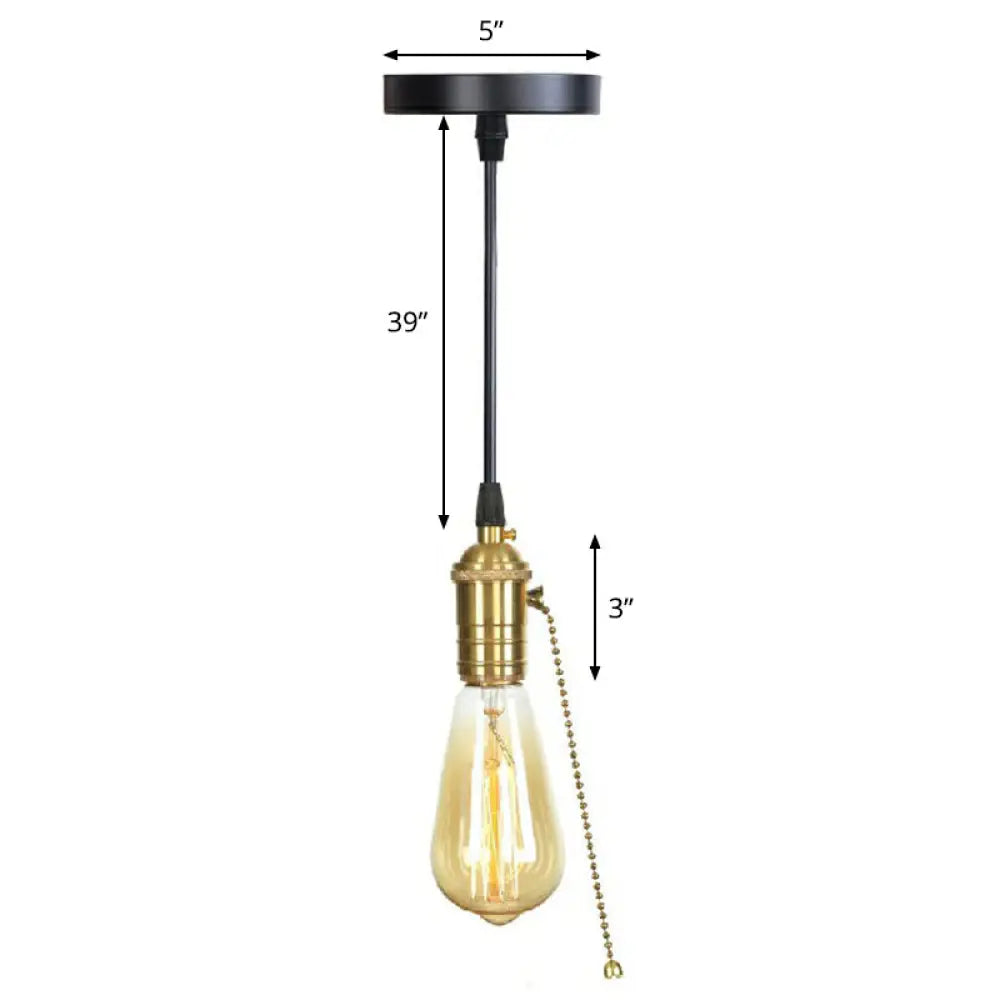 Industrial Single Edison Bulb Pendant Light - Aluminum Socket Black Hanging Lamp For Living Room / M