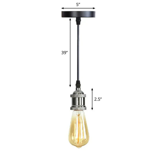 Industrial Single Edison Bulb Pendant Light - Aluminum Socket Black Hanging Lamp For Living Room / N