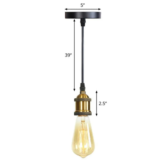 Industrial Single Edison Bulb Pendant Light - Aluminum Socket Black Hanging Lamp For Living Room / O