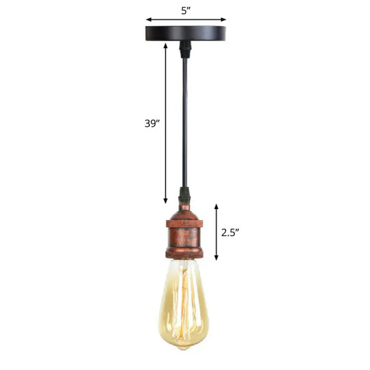 Industrial Single Edison Bulb Pendant Light - Aluminum Socket Black Hanging Lamp For Living Room / P