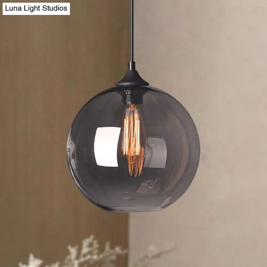 Industrial Single Light Globe Pendant - Clear Glass Hanging Lamp In Grey/Brown (8/10/12 Wide) Grey /