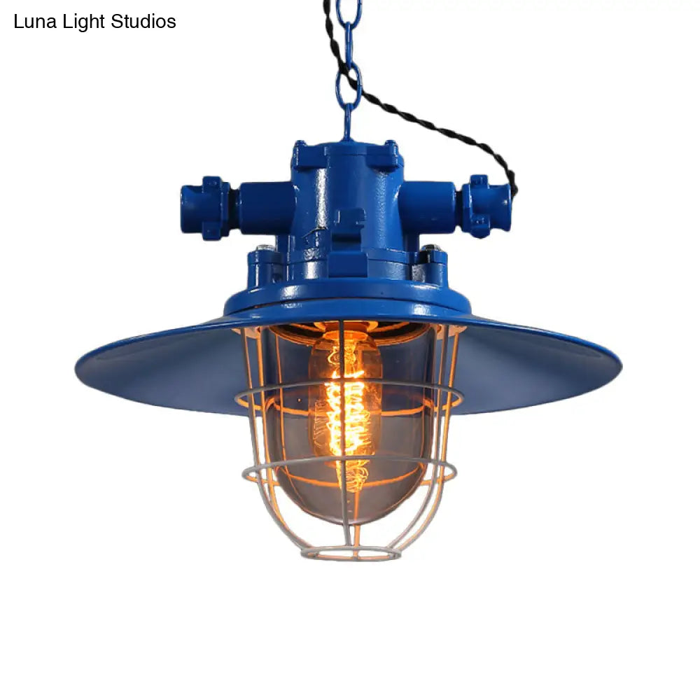 Industrial Cone Shade Pendant Lighting For Dining Room - Single Light Hanging Ceiling Fixture In