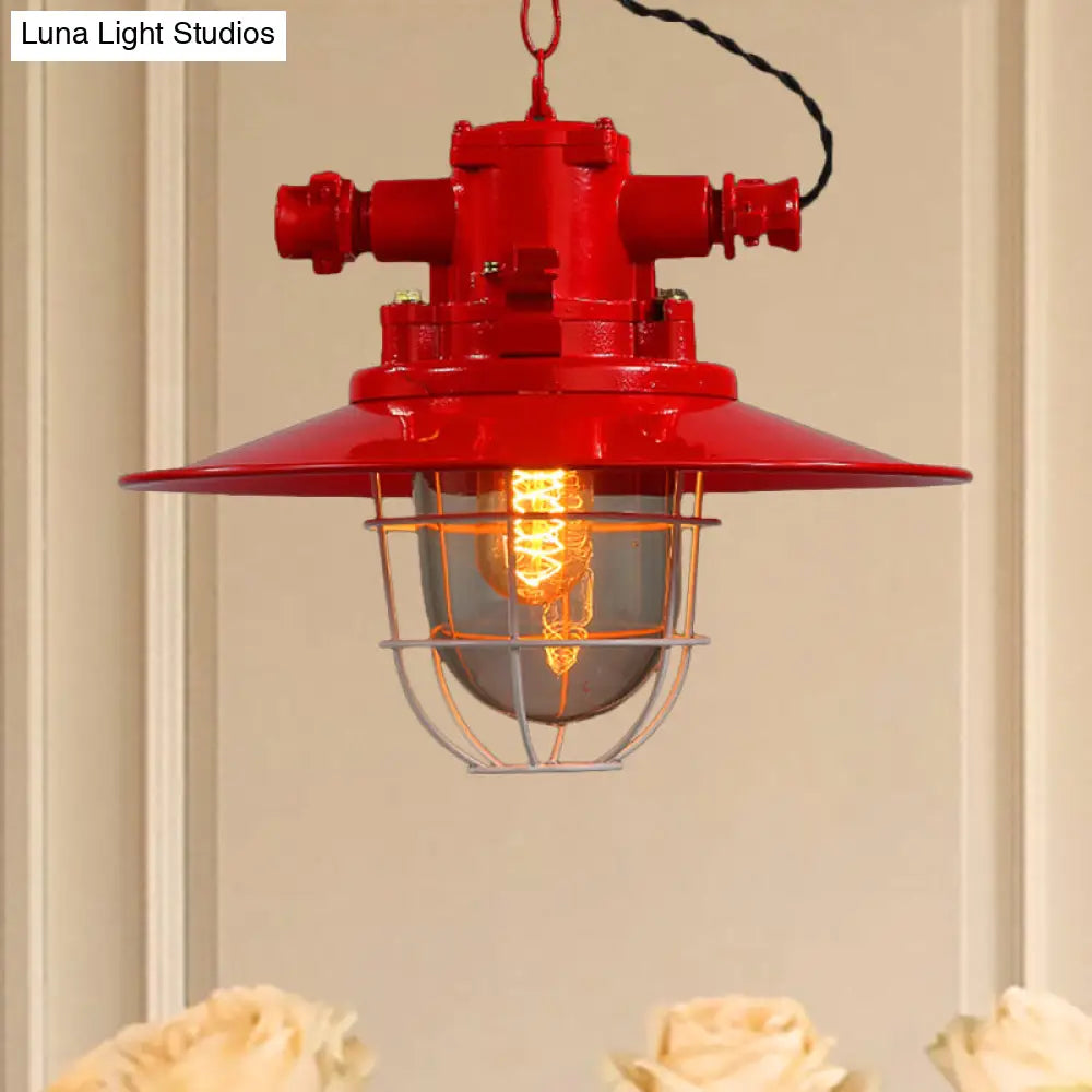 Industrial Cone Shade Pendant Lighting For Dining Room - Single Light Hanging Ceiling Fixture In