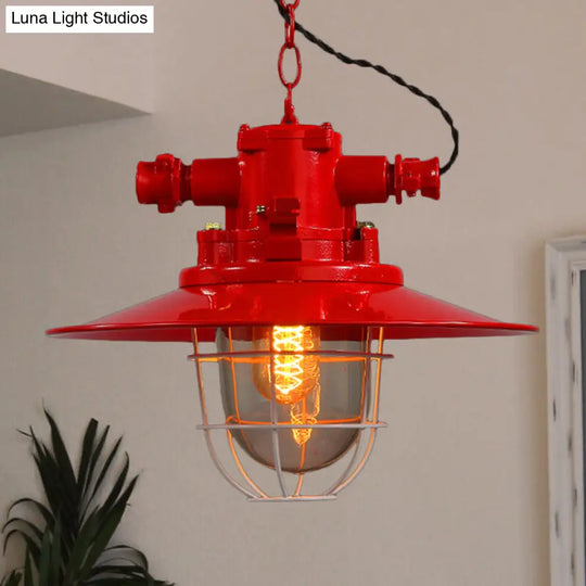 Industrial Cone Shade Pendant Lighting For Dining Room - Single Light Hanging Ceiling Fixture In