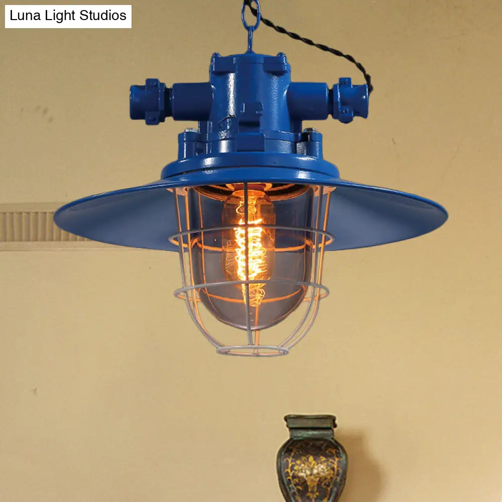 Industrial Cone Shade Pendant Lighting For Dining Room - Single Light Hanging Ceiling Fixture In