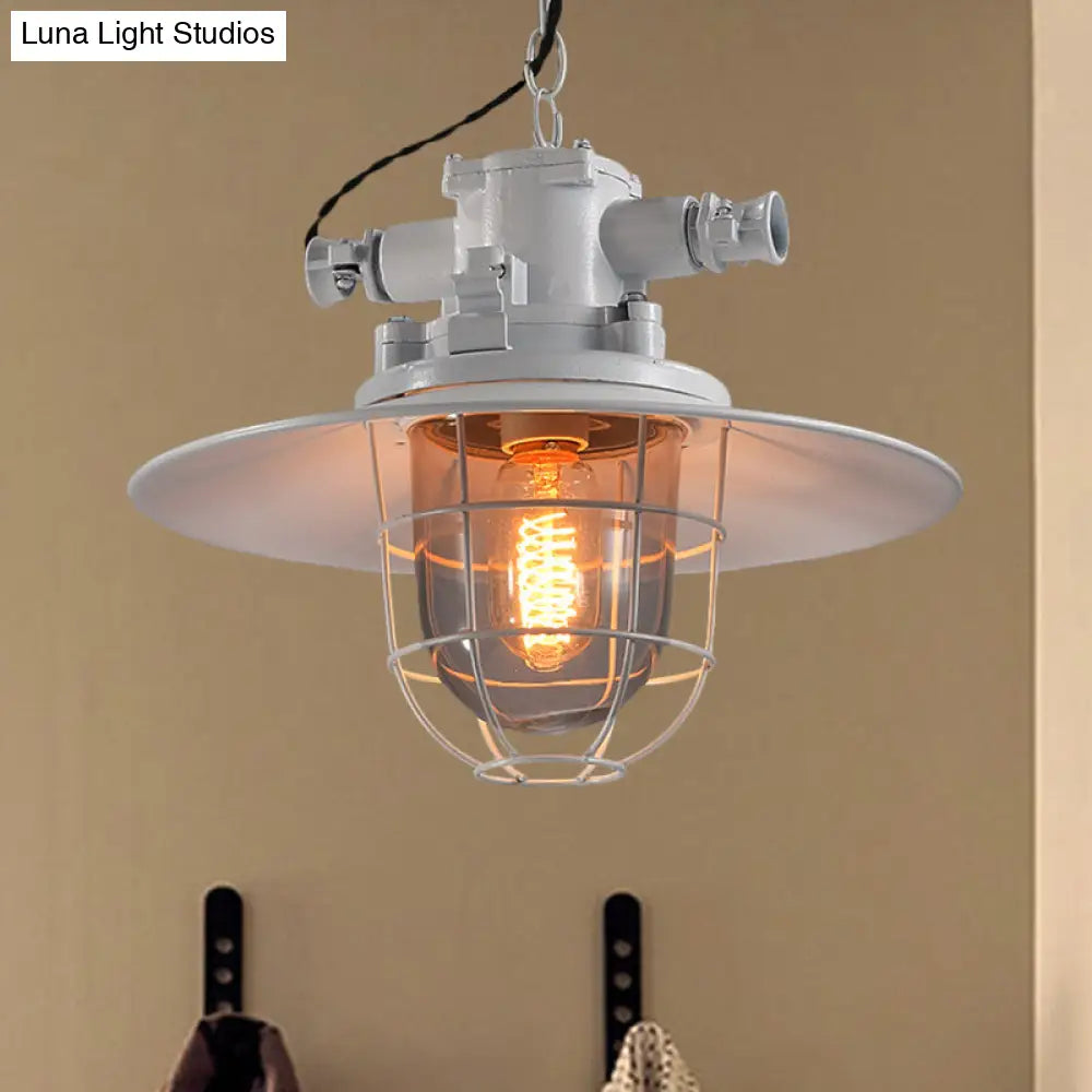 Industrial Cone Shade Pendant Lighting For Dining Room - Single Light Hanging Ceiling Fixture In