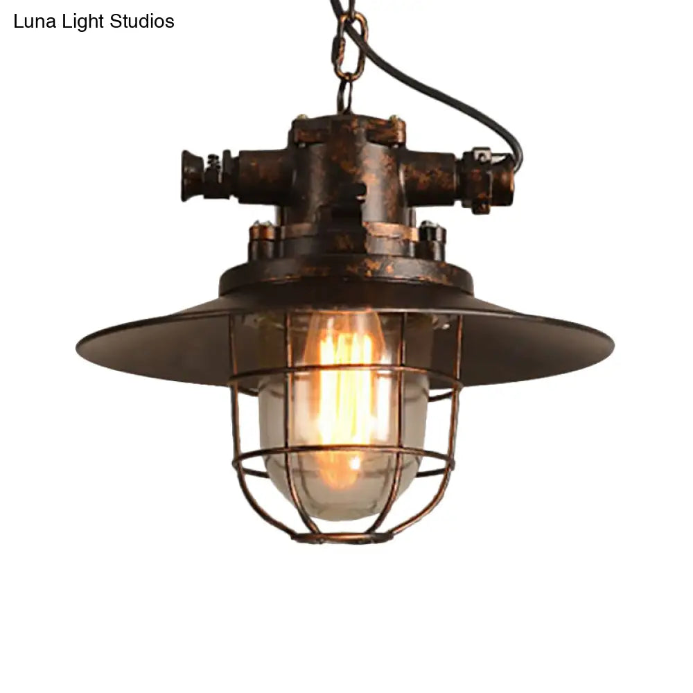 Industrial Cone Shade Pendant Lighting For Dining Room - Single Light Hanging Ceiling Fixture In