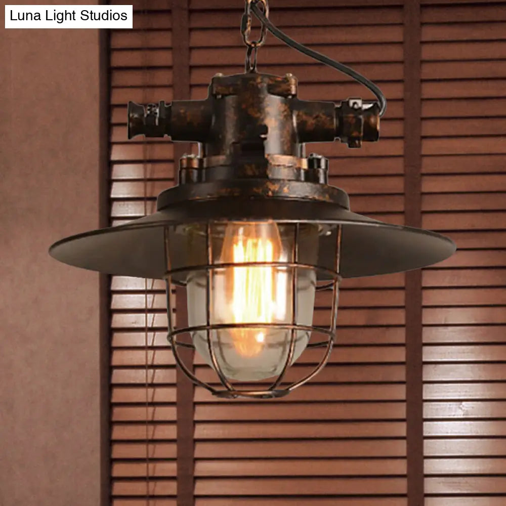 Industrial Cone Shade Pendant Lighting For Dining Room - Single Light Hanging Ceiling Fixture In