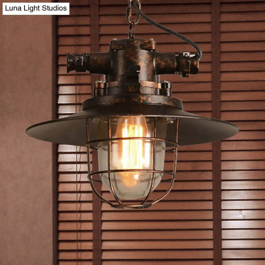 Industrial Cone Shade Pendant Lighting For Dining Room - Single Light Hanging Ceiling Fixture In