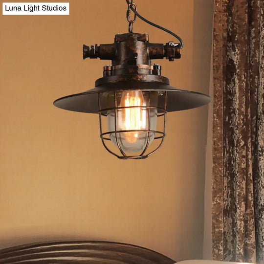 Industrial Cone Shade Pendant Lighting For Dining Room - Single Light Hanging Ceiling Fixture In