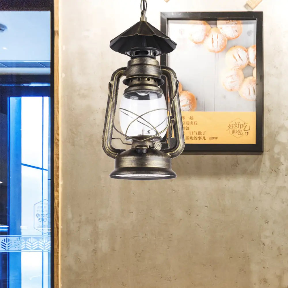 Industrial Single Light Pendant With Clear Glass And Vintage Finish For Indoor Use Antique Bronze