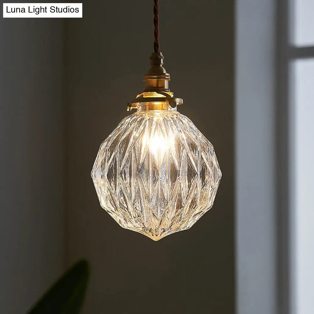 Industrial Single Pendant Light With Clear Glass Globe Design For Restaurant Ceiling