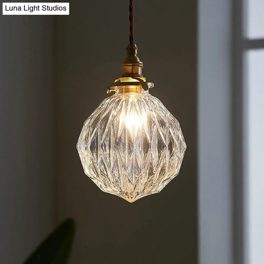 Industrial Single Pendant Light With Clear Glass Globe Design For Restaurant Ceiling